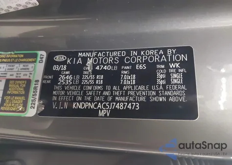 2018 Kia Sportage Ex z USA, uszkodzony, nr VIN KNDPNCAC5J7487473